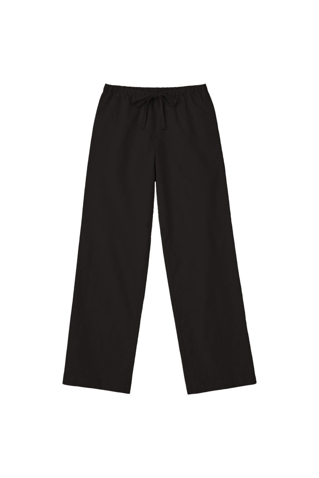 Flat image of 100% cotton poplin drawstring relaxed pants in black - VIR VITA
#color_black