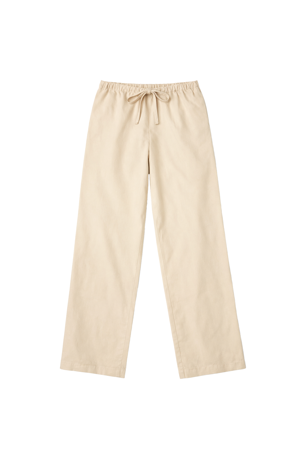 Flat image of 100% cotton poplin drawstring relaxed pants in beige - VIR VITA
#color_dune
