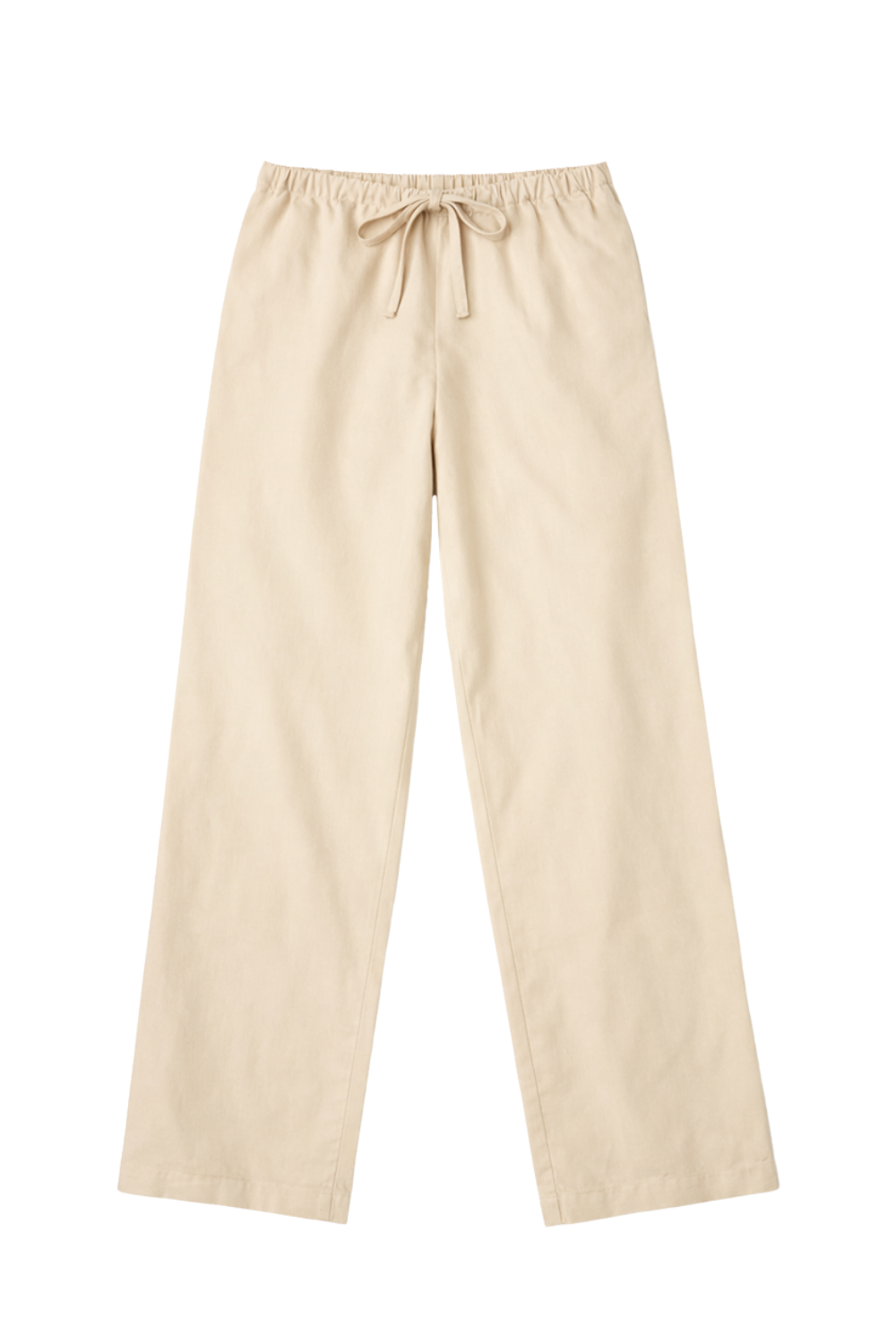 Flat image of 100% cotton poplin drawstring relaxed pants in beige - VIR VITA
#color_dune