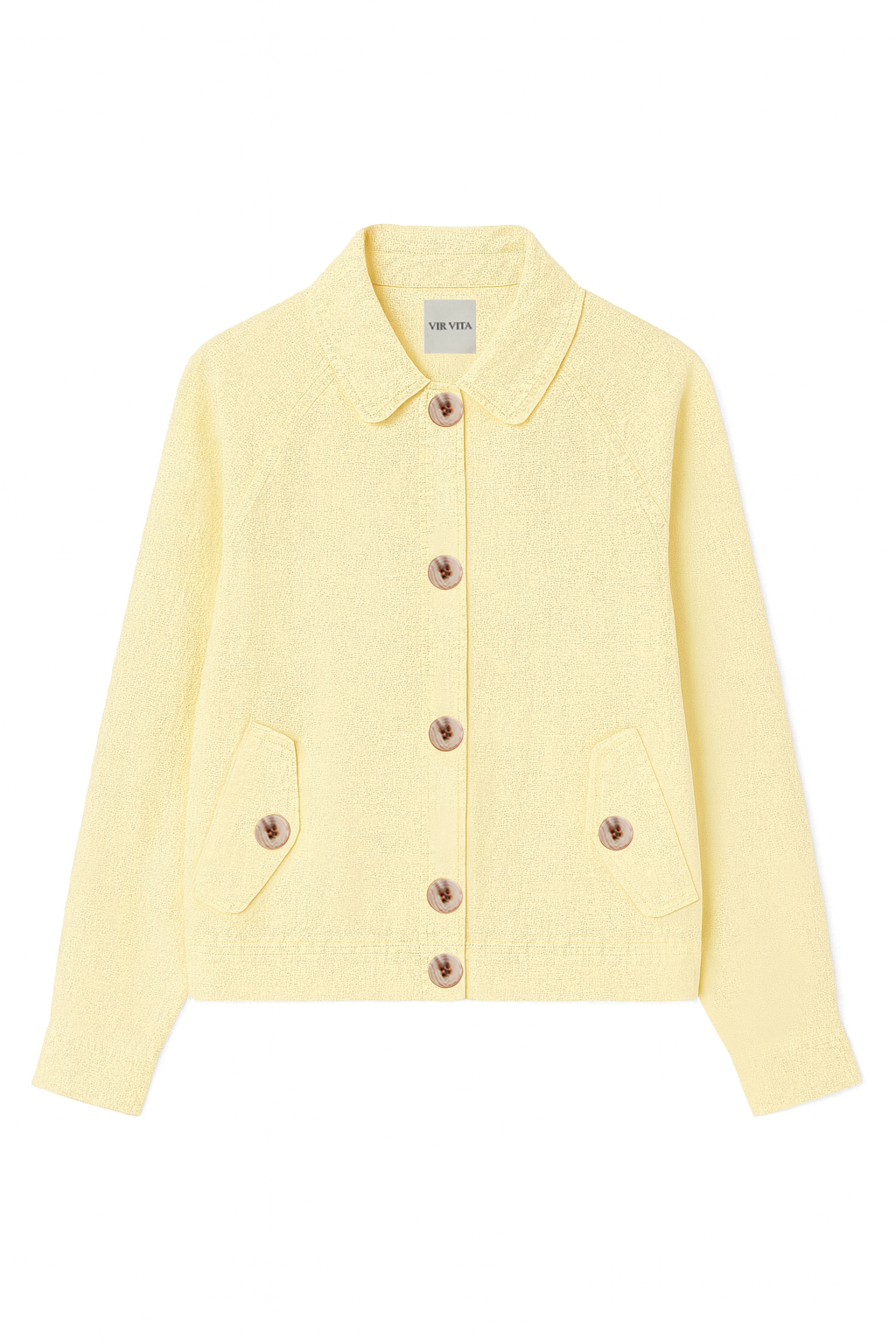  sustainable butter yellow 100% linen barn jacket - VIR VITA 
#color_butter